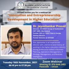 CETAAT Webinar on Innovation and Entrepreneurship Development in Higher Education